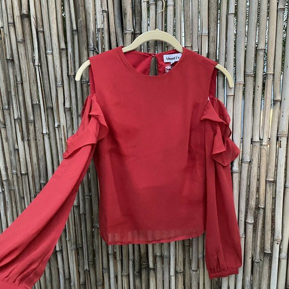 REVOLVE Women's Naya Ruffle Shoulder Blouse  Red S - Picture 5 of 10